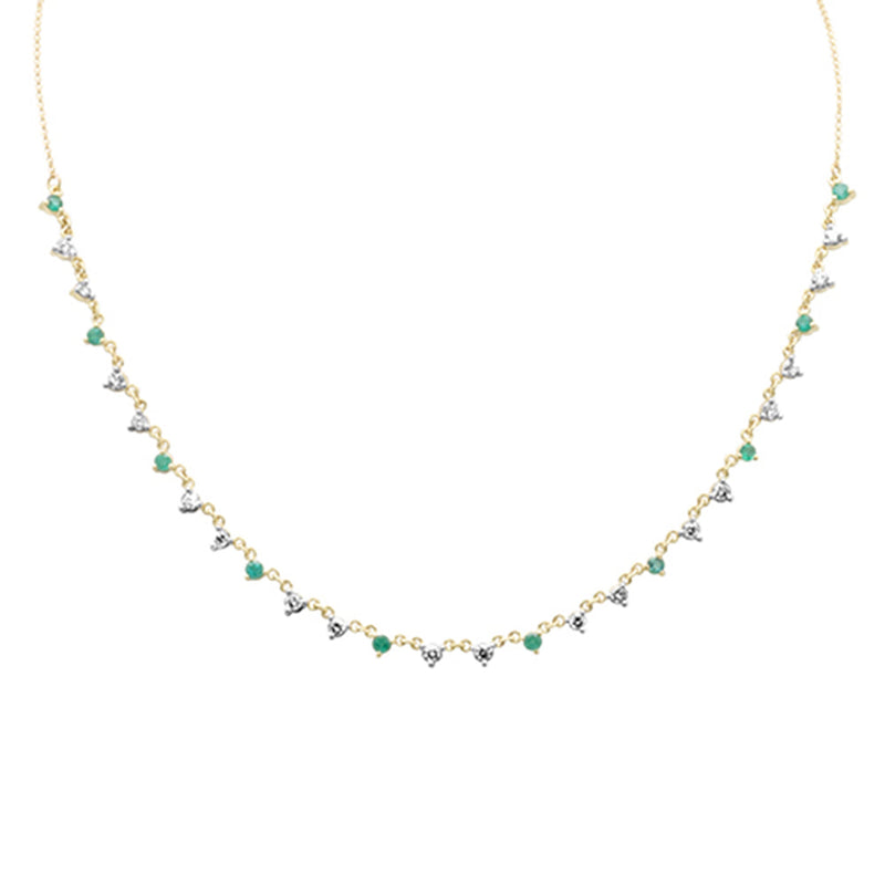 GEMSTONE CLOSEOUT! 1.57ct G SI 14K Yellow Gold Diamond & Emerald Gemstone Pendant Necklace 16" + 2" Ext