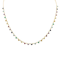 GEMSTONE CLOSEOUT!  2.21ct G SI 14K Yellow Gold Multi Color Gemstone Pendant Necklace 16" + 2" Ext