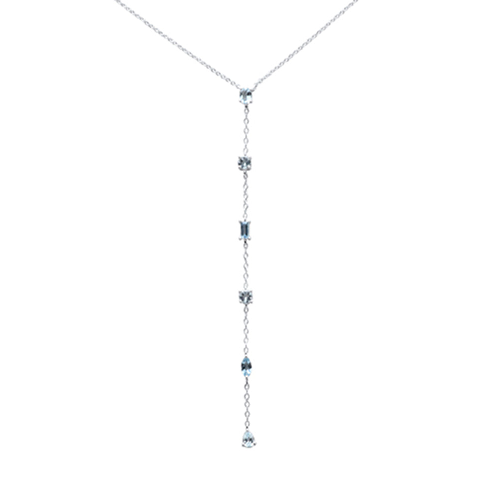 SPECIAL!.78ct G SI 14K White Gold Aquamarine Gemstone Drop Pendant Necklace 18" Long