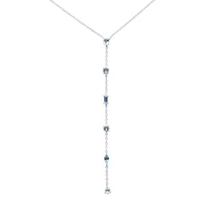 SPECIAL!.78ct G SI 14K White Gold Aquamarine Gemstone Drop Pendant Necklace 18" Long