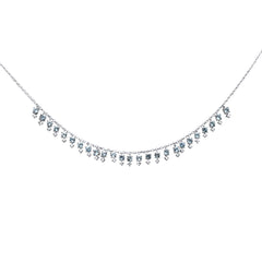 GEMSTONE CLOSEOUT!   1.69ct G SI 14K White Gold Diamond & Aquamarine Gemstone Dangling Pendant Necklace 16" + 2" Ext