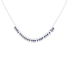 GEMSTONE   CLOSEOUT!   2.25ct G SI 14K White Gold Diamond & Blue Sapphire Gemstone Dangling Pendant Necklace 16" + 2" Ext