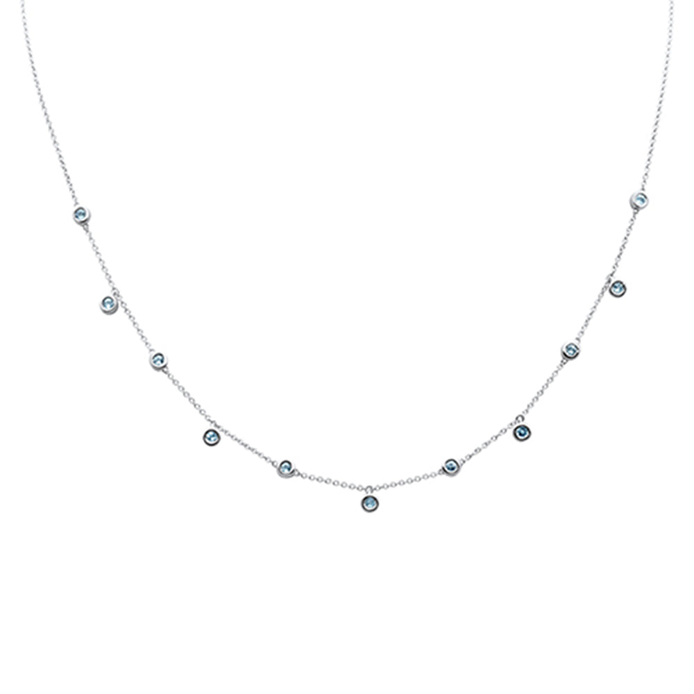 SPECIAL!.31ct G SI 14K White Gold Aquamarine Gemstone Bezel Pendant Necklace 16" + 2" Ext