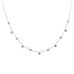 SPECIAL!.31ct G SI 14K White Gold Aquamarine Gemstone Bezel Pendant Necklace 16" + 2" Ext