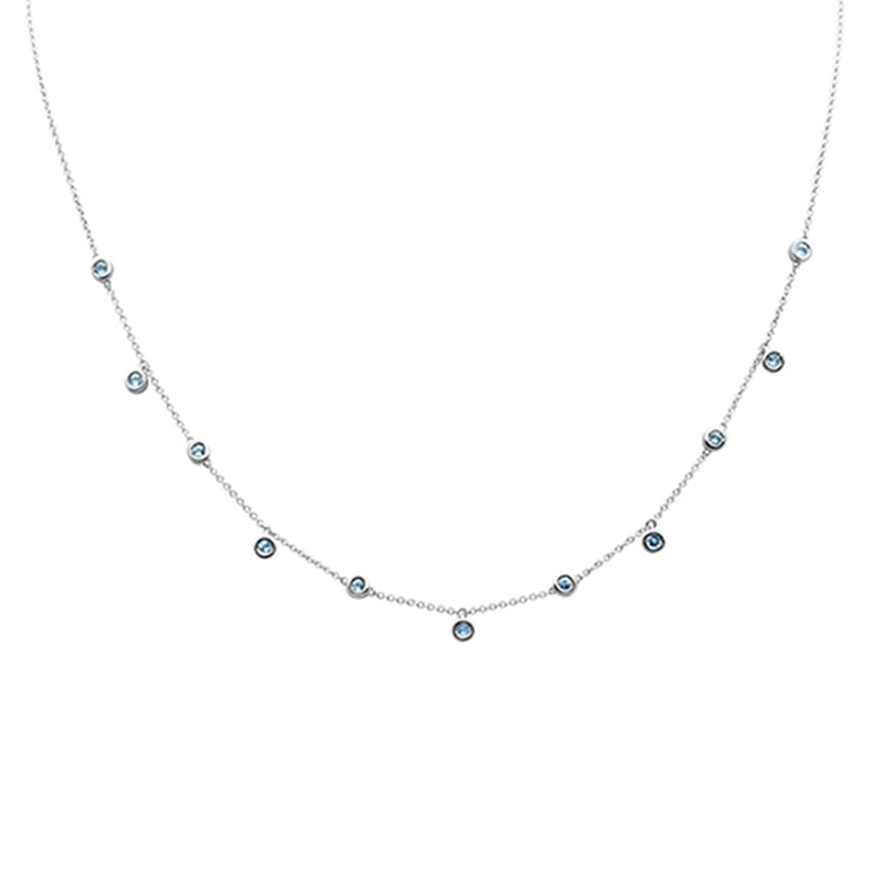 SPECIAL!.31ct G SI 14K White Gold Aquamarine Gemstone Bezel Pendant Necklace 16" + 2" Ext