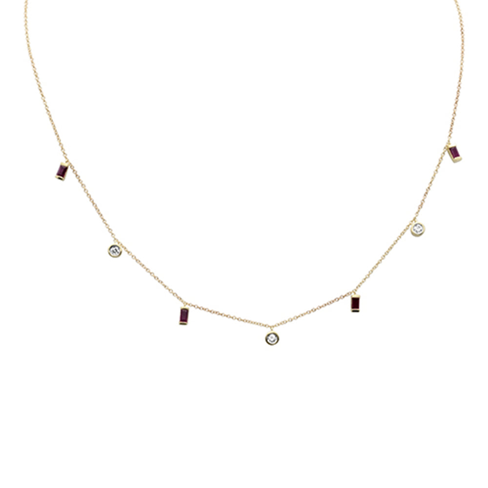 SPECIAL! .73ct G SI 14K Yellow Gold Diamond & Ruby Gemstone Dangling Pendant Necklace 16" + 2" Ext