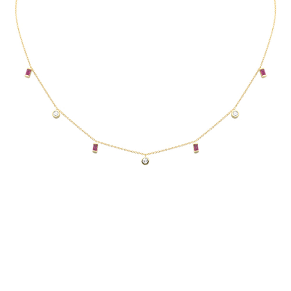 SPECIAL! .61ct G SI 14K Yellow Gold Diamond & Ruby Gemstone Necklace 16" + 2" Ext