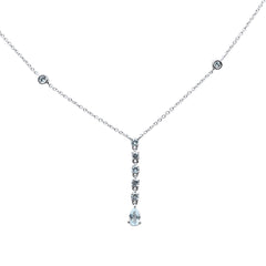 SPECIAL! .50ct G SI 14K White Gold Aquamarine Drop Pendant Necklace 16" + 2" Ext
