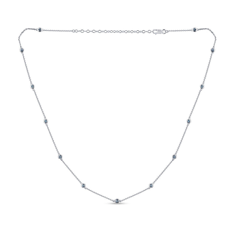 SPECIAL!.52ct G SI 14K White Gold Aquamarine Gemstone Bezel Necklace 16" + 2" EXT