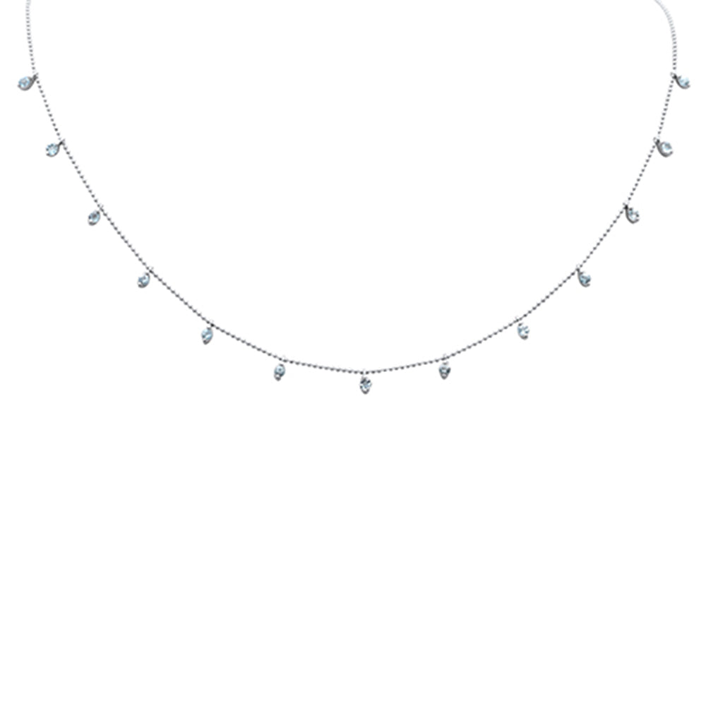 SPECIAL! .75ct G SI 14K White Gold Aquamarine Gemstone Dangling Pendant Necklace 18" Long