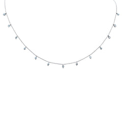 SPECIAL! .75ct G SI 14K White Gold Aquamarine Gemstone Dangling Pendant Necklace 18" Long