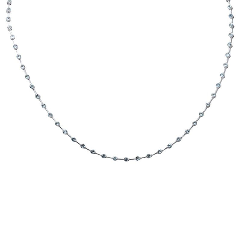 GEMSTONE CLOSEOUT!  3.05ct G SI 14K White Gold Aquamarine Gemstone Bar Necklace 18" Long