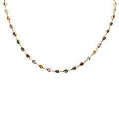 GEMSTONE CLOSEOUT!  7.88ct G SI 14K Yellow Gold Pear Shaped Multi Color Gemstone Pendant Necklace 12" + 4" EXT