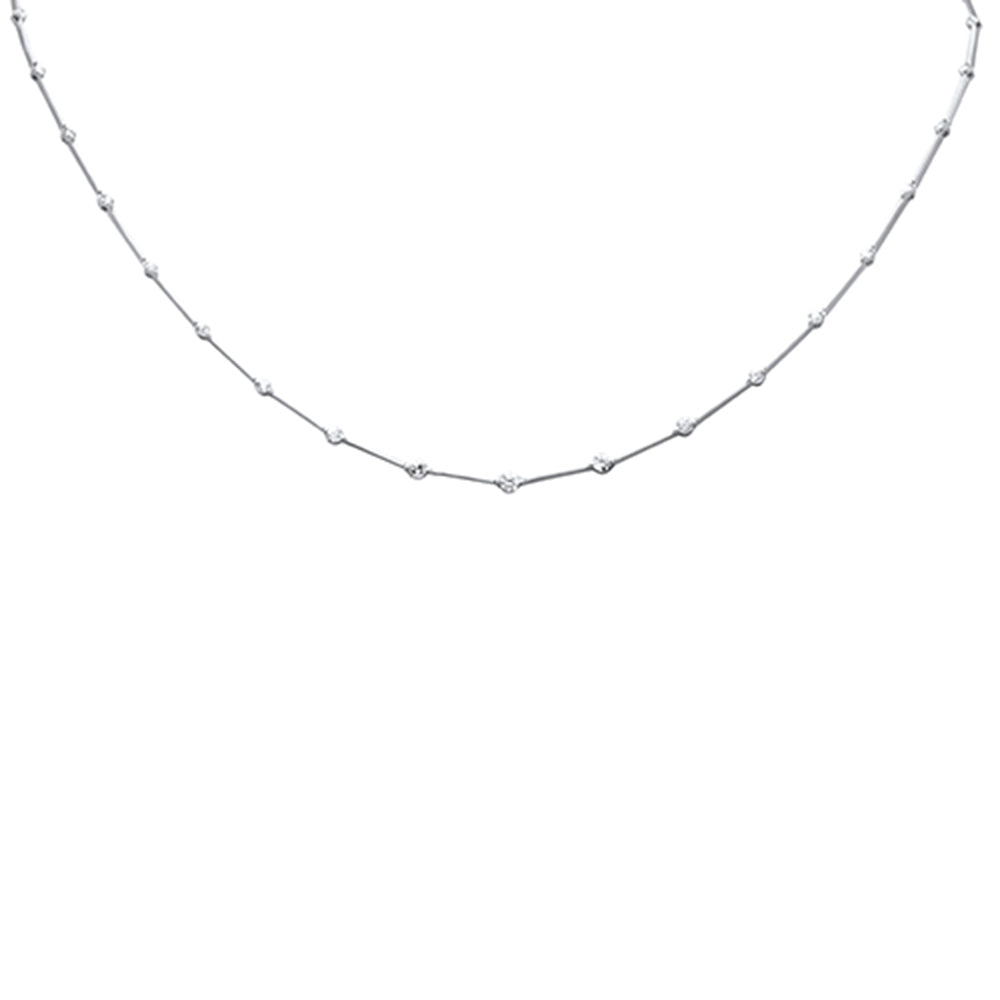 SPECIAL! 1.14ct G SI 14K White Gold Diamond Bar Pendant Necklace 18" + 2" EXT