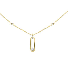 SPECIAL! .13ct G SI 14K Yellow Gold Diamond Paper Clip Pendant Necklace 16" + 2" EXT