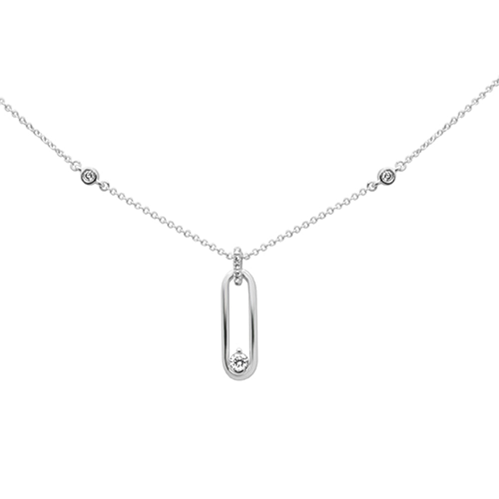 SPECIAL! .14ct G SI 14K White Gold Diamond Paper Clip Pendant Necklace 16" + 2" EXT