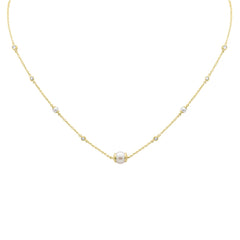 SPECIAL! .16ct G SI 14K Yellow Gold Diamond Pearl Pendant Necklace 16" + 2" EXT