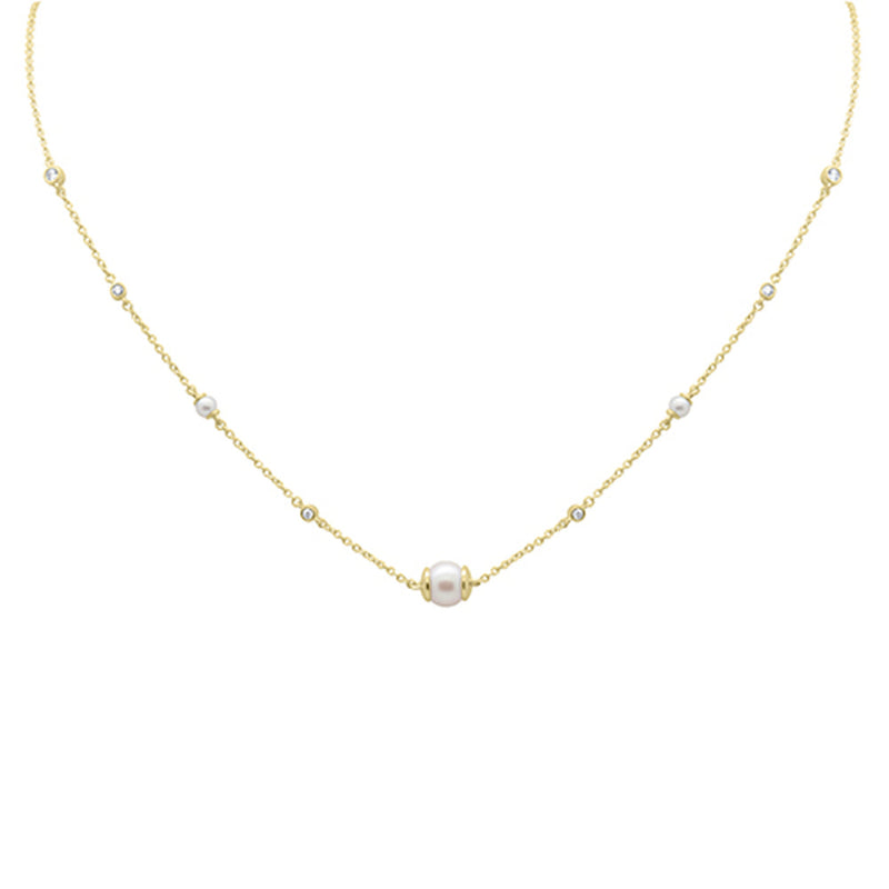 SPECIAL! .16ct G SI 14K Yellow Gold Diamond Pearl Pendant Necklace 16" + 2" EXT