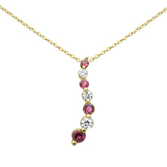 SPECIAL! .21ct, .39ct G SI 14K Yellow Gold Diamond & Pink Tourmaline Gemstone Necklace 20"Long
