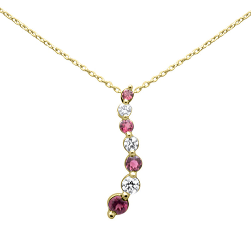 SPECIAL! .21ct, .39ct G SI 14K Yellow Gold Diamond & Pink Tourmaline Gemstone Necklace 20"Long