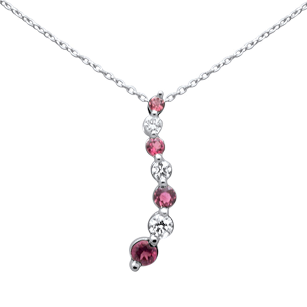 SPECIAL! .60ct G SI 14K White Gold Diamond & Pink Tourmaline Gemstone Necklace 20"Long