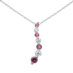 SPECIAL! .60ct G SI 14K White Gold Diamond & Pink Tourmaline Gemstone Necklace 20"Long