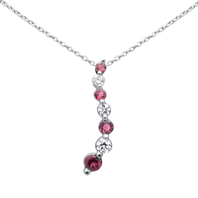 SPECIAL! .60ct G SI 14K White Gold Diamond & Pink Tourmaline Gemstone Necklace 20"Long