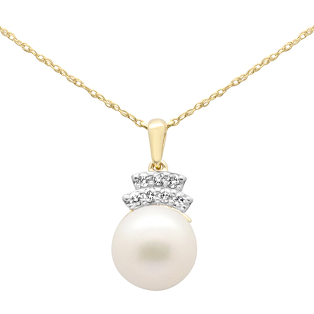 SPECIAL! 5.21ct G SI 14K Yellow Gold Diamond Pearl Pendant Necklace 18" Long