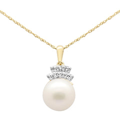 SPECIAL! 5.21ct G SI 14K Yellow Gold Diamond Pearl Pendant Necklace 18" Long