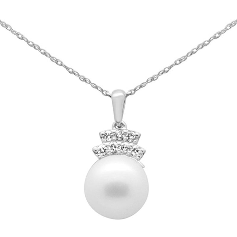 SPECIAL! 6.35ct G SI 14K White Gold Diamond Pearl Pendant Necklace 18" Long