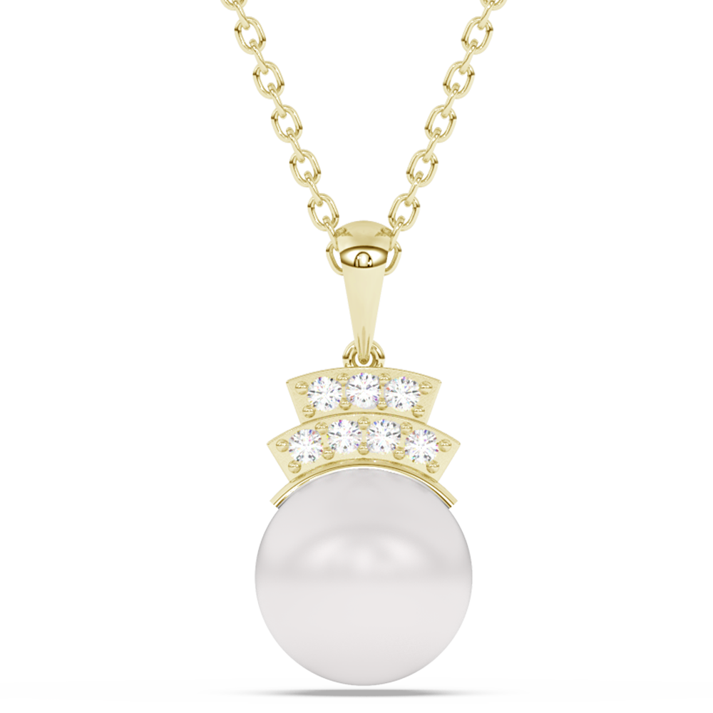 SPECIAL! 5.21ct G SI 14K Yellow Gold Diamond Pearl Pendant Necklace 18" Long