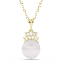SPECIAL! 5.21ct G SI 14K Yellow Gold Diamond Pearl Pendant Necklace 18" Long