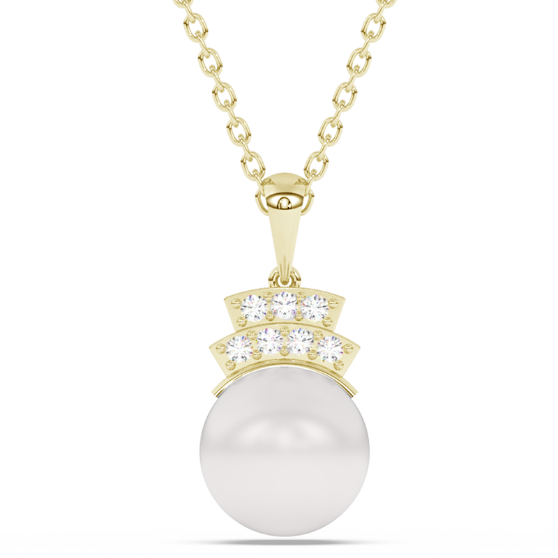 SPECIAL! 5.21ct G SI 14K Yellow Gold Diamond Pearl Pendant Necklace 18" Long