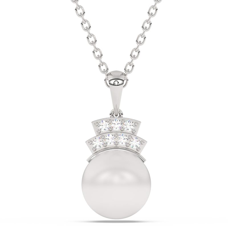 SPECIAL! 6.35ct G SI 14K White Gold Diamond Pearl Pendant Necklace 18" Long