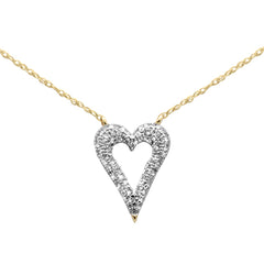 .15ct G SI 14K Yellow Gold Diamond Heart Pendant Necklace 18" Long