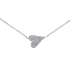 .09ct G SI 14K White Gold Diamond Sideways Heart Pendant Necklace 18"Long