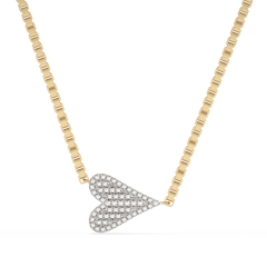 .09ct G SI 14K Yellow Gold Diamond Sideways Heart Pendant Necklace 18" Long