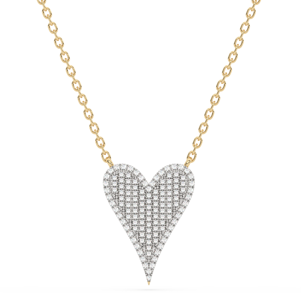 .20ct G SI 14K Yellow Gold Diamond Heart Pendant Necklace 18" Long