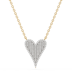 .20ct G SI 14K Yellow Gold Diamond Heart Pendant Necklace 18" Long