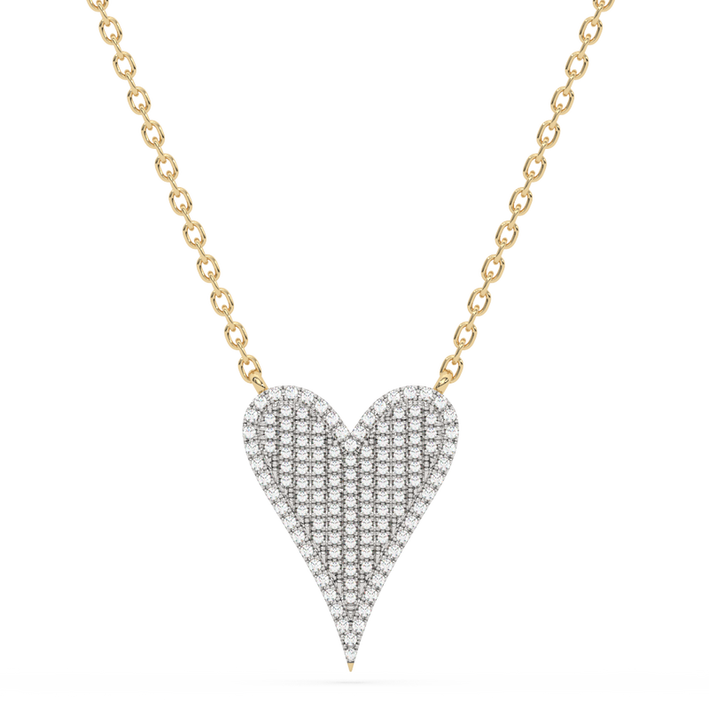 .20ct G SI 14K Yellow Gold Diamond Heart Pendant Necklace 18" Long