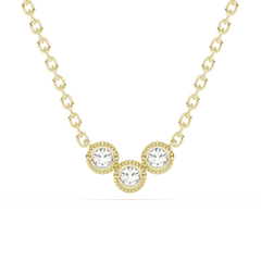 .13ct G SI 14K Yellow Gold Diamond Three Stone Pendant Necklace 18" Long