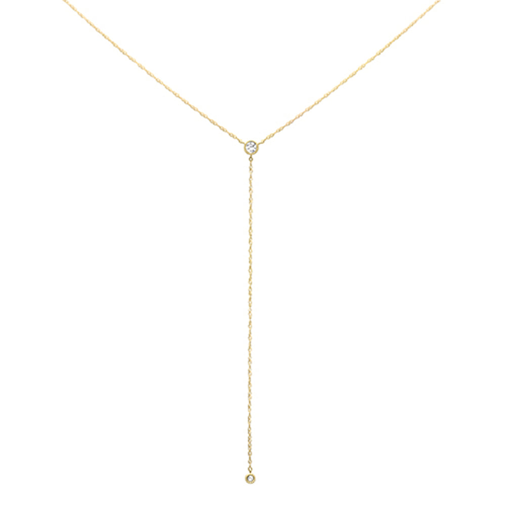 .11ct G SI 14K Yellow Gold Diamond Bezel Drop Pendant Necklace 18" Long