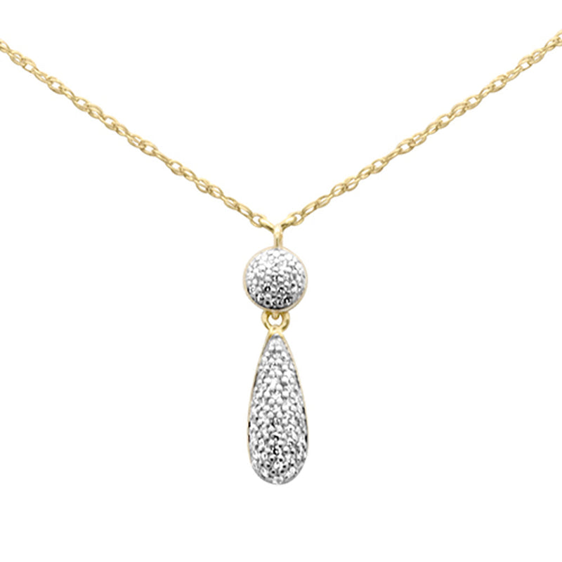 .10ct G SI 14K Yellow Gold Diamond Pendant Necklace 18" Long