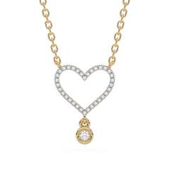 .10ct G SI 14K Yellow Gold Diamond Heart Pendant Necklace 18" Long