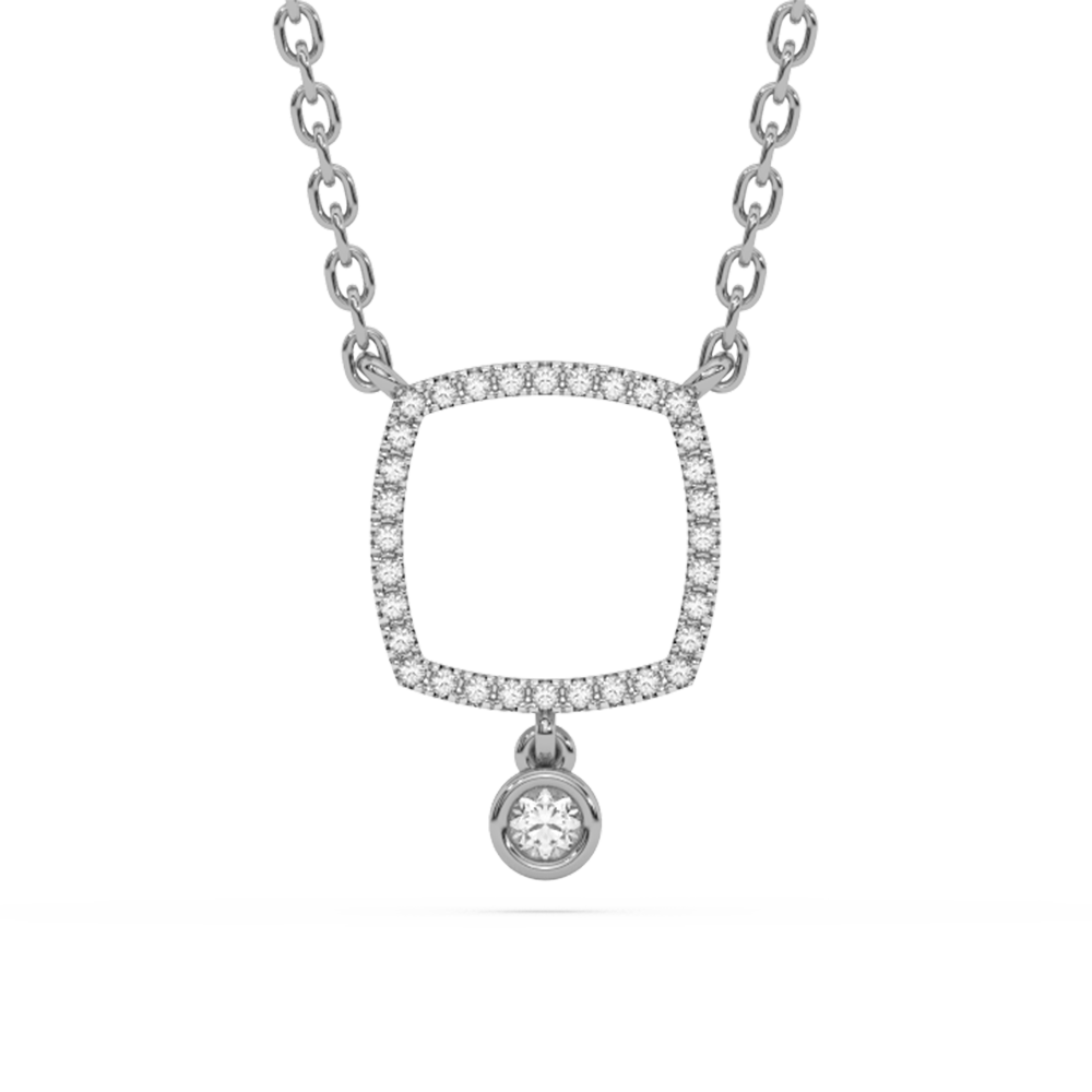 .09ct G SI 14K White Gold Diamond Pendant Necklace 18"Long