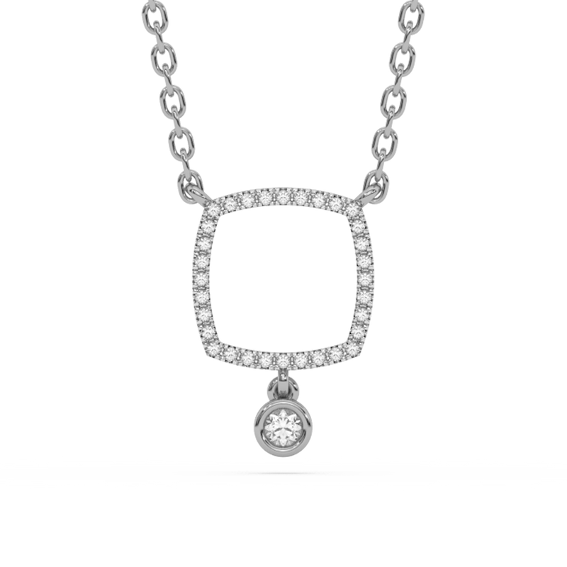 .09ct G SI 14K White Gold Diamond Pendant Necklace 18"Long