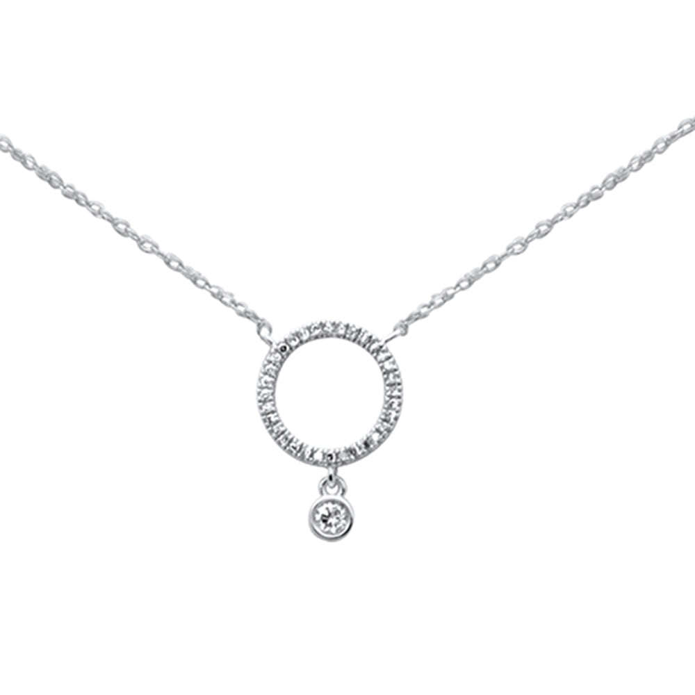 .09ct G SI 14K White Gold Diamond Oval Pendant Necklace 18"Long