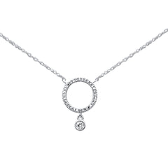 .09ct G SI 14K White Gold Diamond Oval Pendant Necklace 18"Long