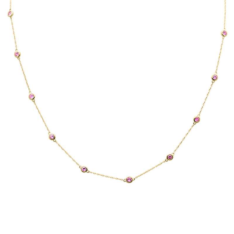 SPECIAL! 1.35ct G SI 14K Yellow Gold  Pink Sapphire Gemstone Pendant Necklace 18" Long