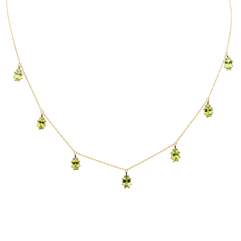 SPECIAL!3.80ct G SI 14K Yellow Gold Peridot Gemstone Pendant Necklace 18" Long